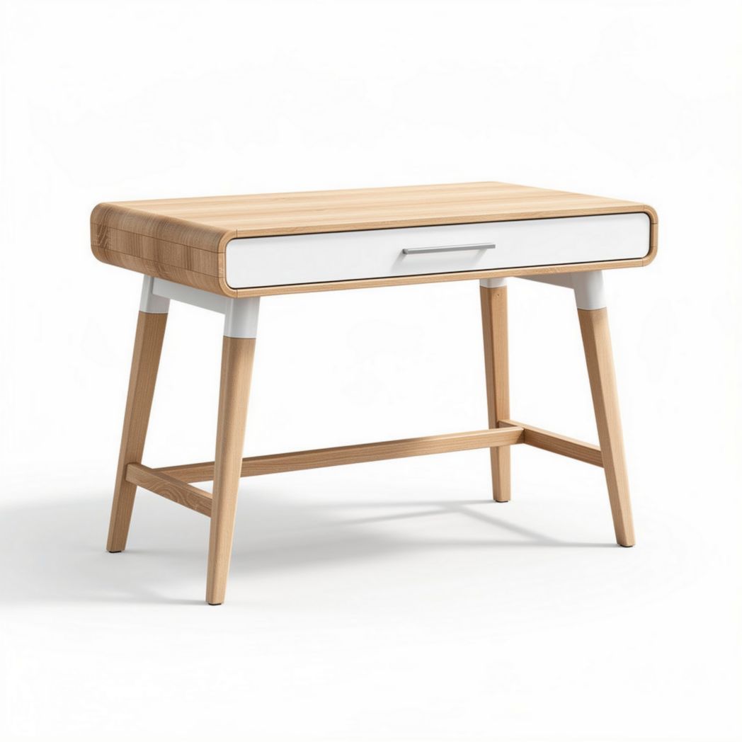 Houten bureau met lade en witte accenten 80 x 50 x 75cm