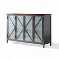 Glazen vitrinekast van metaal en hout 150 x 40 x 85cm met vier deuren