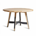 Ronde houten tafel met metalen voeten 90 x 90 x 75cm natuurkleurig