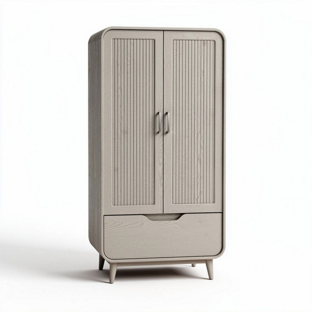 grijze kast met ribbelpatroon en een lade 80 x 40 x 180cm