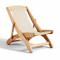 Houten ligstoel met gestreepte stof 80 x 60 x 100cm voor buitengebruik