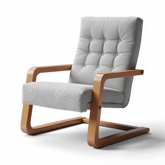 Stoel met houten frame en gestoffeerde zitting in lichtgrijs 70 x 70 x 85cm