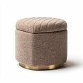 Hocker van stof in beige met metalen basis 40 x 40 x 45cm