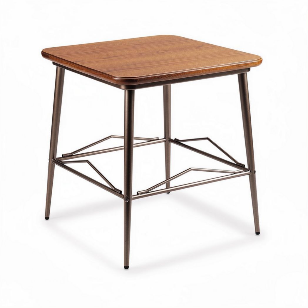 Houten bijzettafel met stalen poten 60 x 60 x 75cm bruin